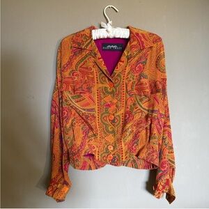 Vintage Ellen Tracy Paisley Silk Jacket Top